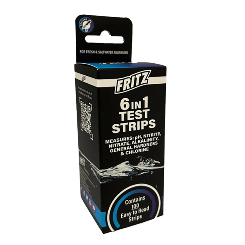 Fritz 6in1 test strips for aquarium water health problems.