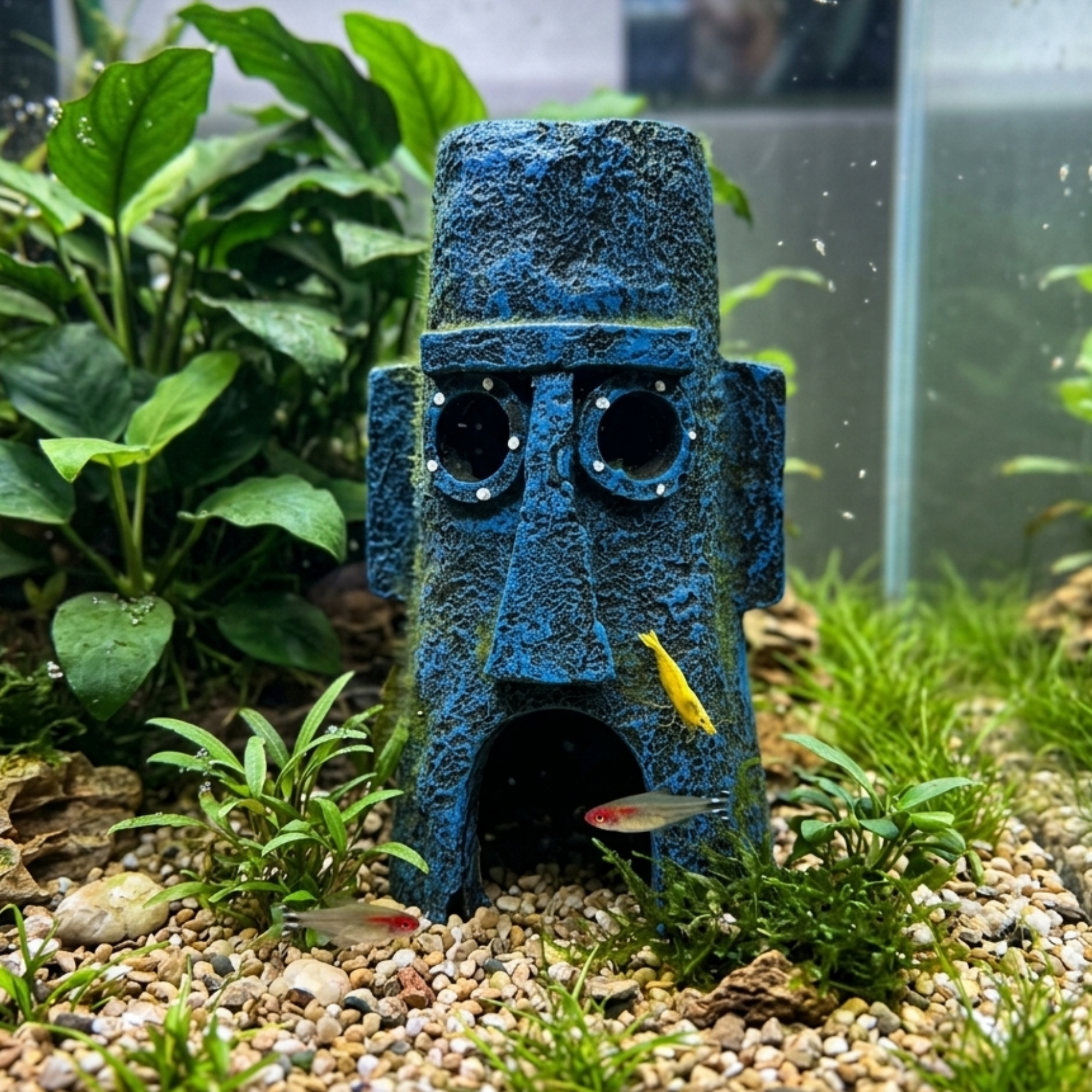 Aquatees Squidward Resin Aquarium Ornament