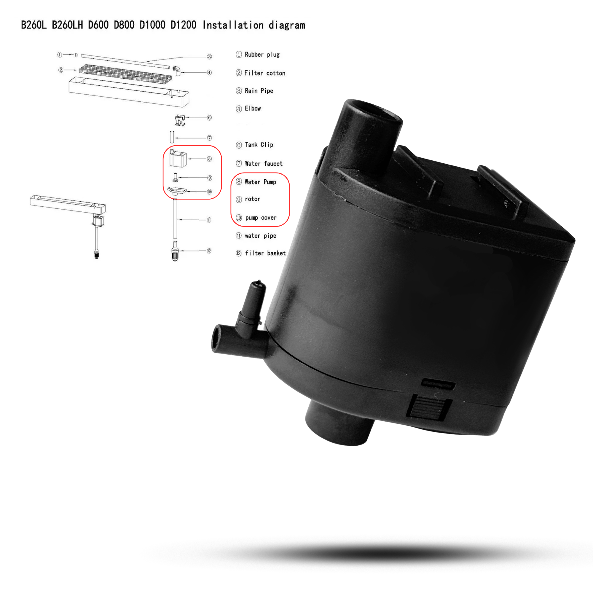 Aquatees Luxury Fish Tank Aquarium Spare Parts - Water Pumps & LED Lights