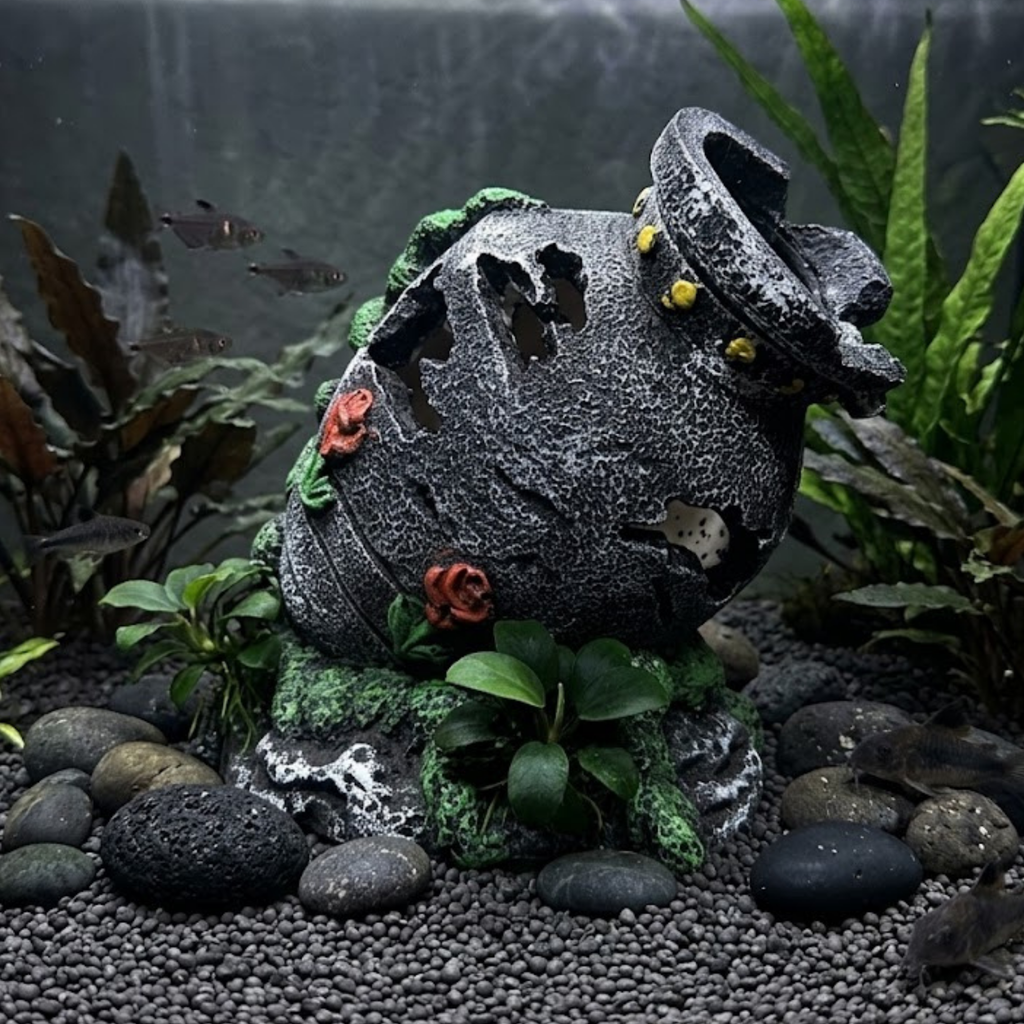 Aquatees Ruined Vase Resin Aquarium Ornament