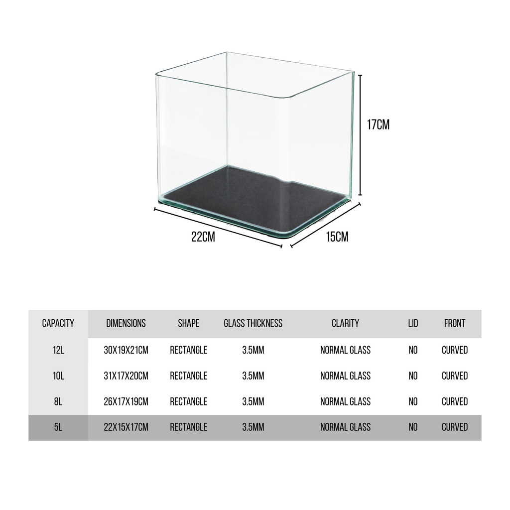 Aquatees Rimless Glass Fish Tank | 5 Liter