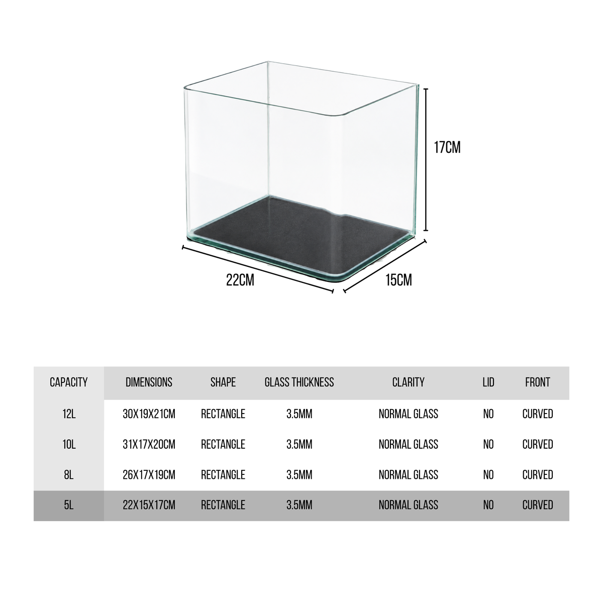 Aquatees Rimless Glass Fish Tank | 5 Liter