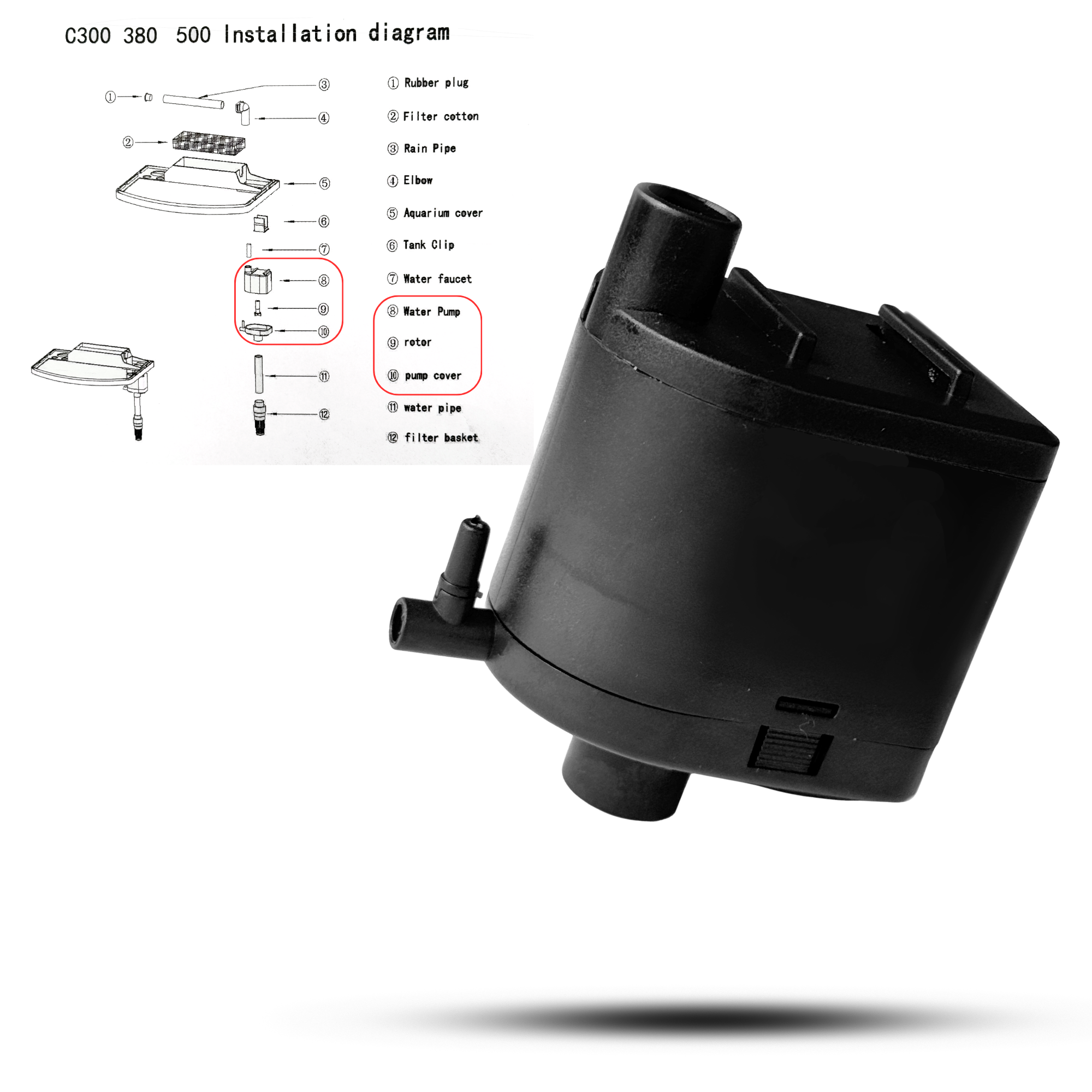 Aquatees Luxury Fish Tank Aquarium Spare Parts - Water Pumps & LED Lights