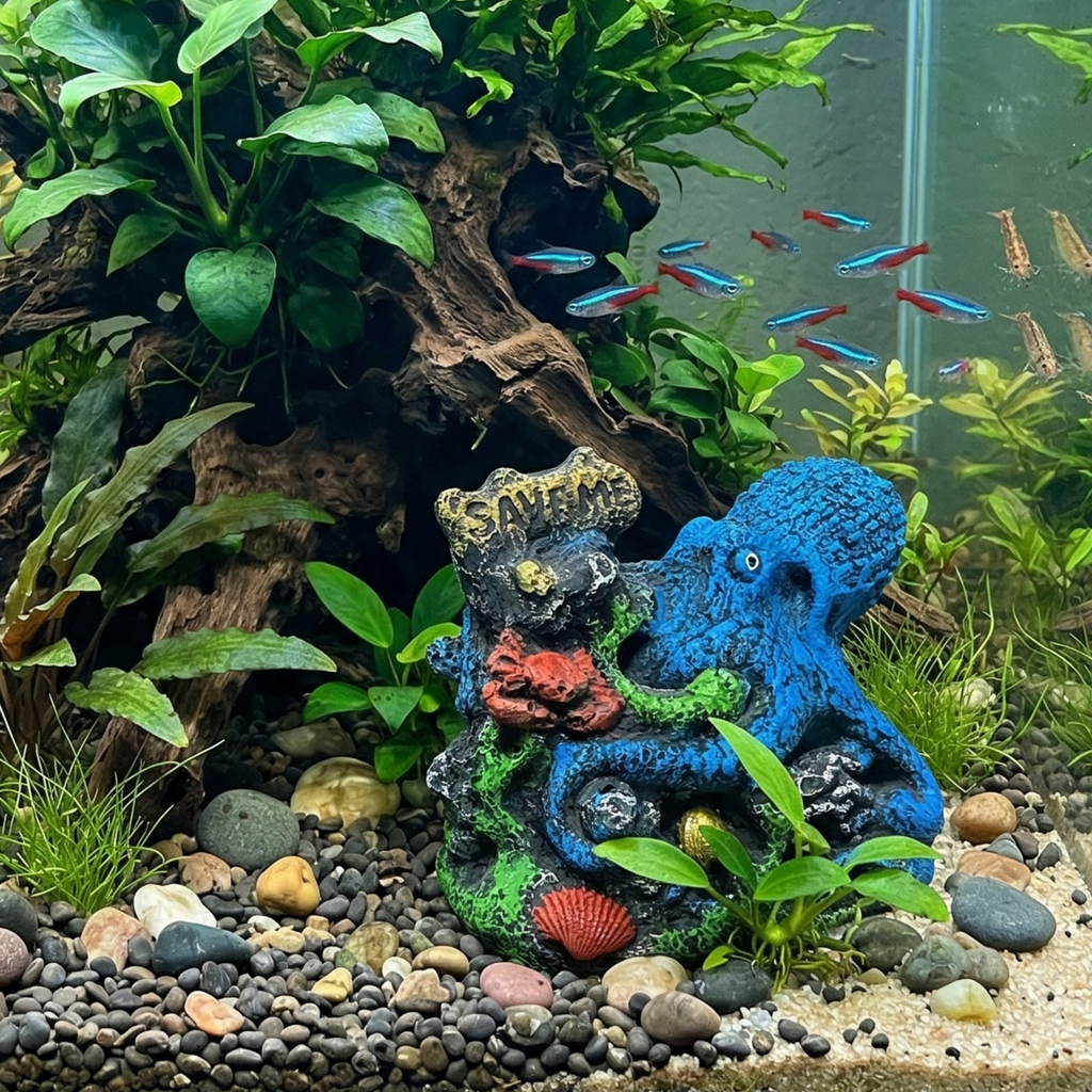 Aquatees Octopus Resin Aquarium Ornament