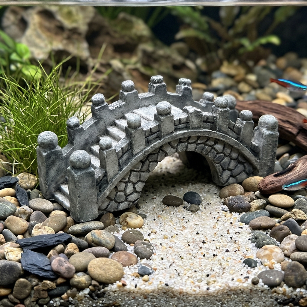 Aquatees Stone Bridge Resin Aquarium Ornament