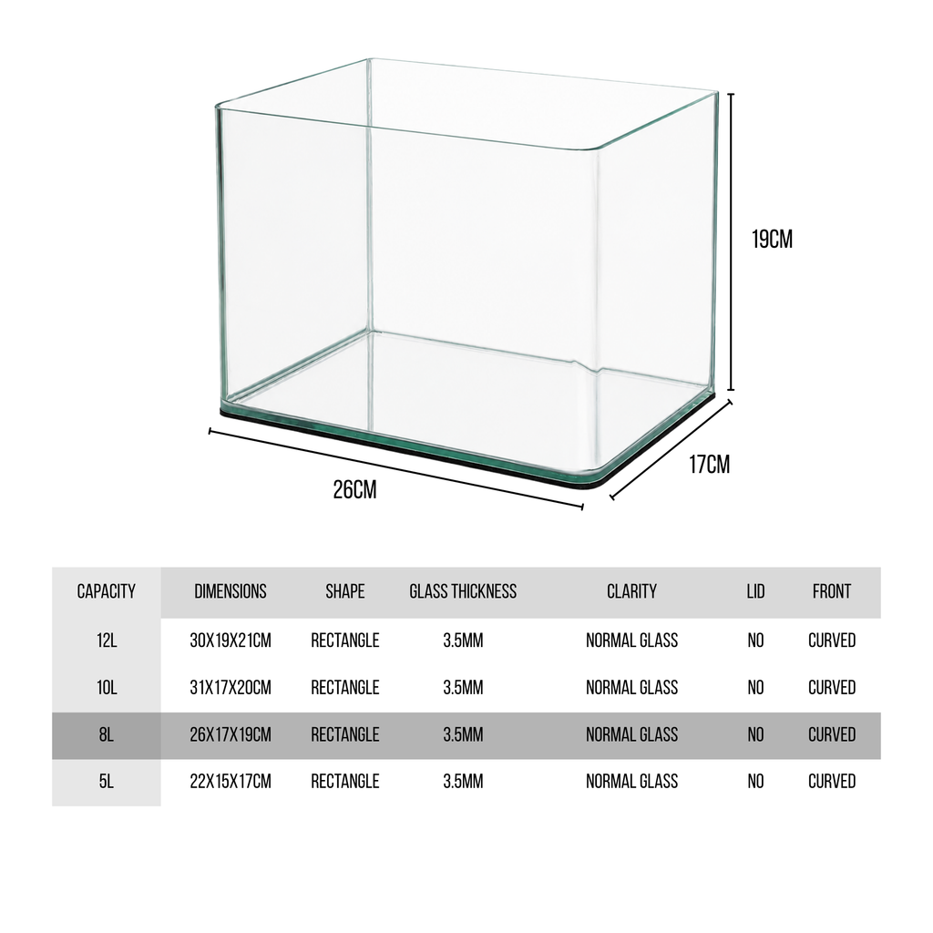 Aquatees Rimless Glass Fish Tank | 8 Liter