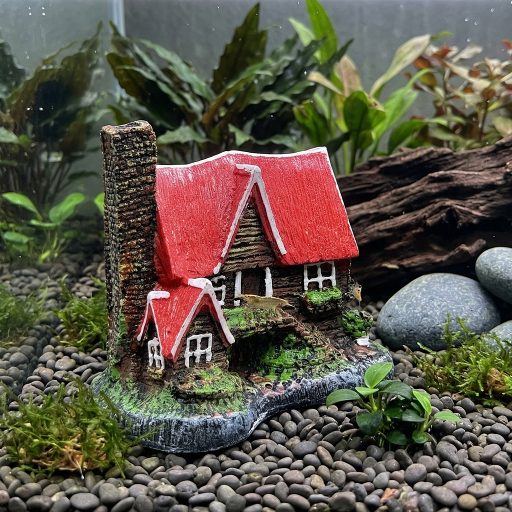 Aquatees Cottage Resin Aquarium Ornament