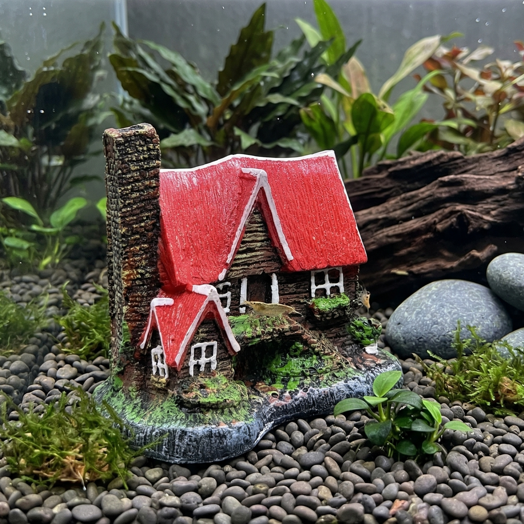 Aquatees Cottage Resin Aquarium Ornament