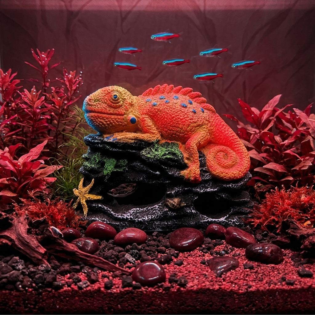Aquatees Iguana Resin Aquarium Ornament