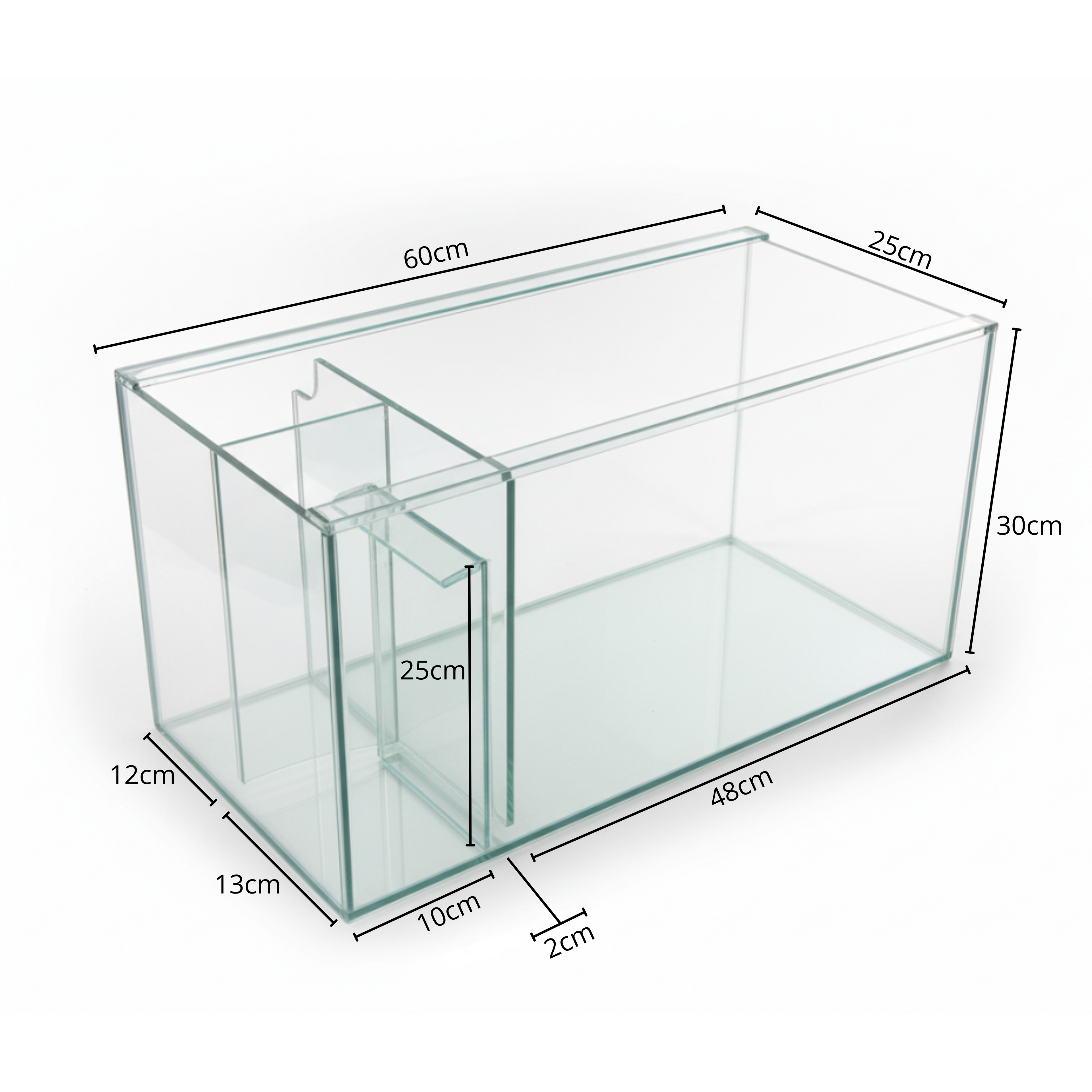 Aquatees AquaSystem - Glass Fish Tank With Side Sump