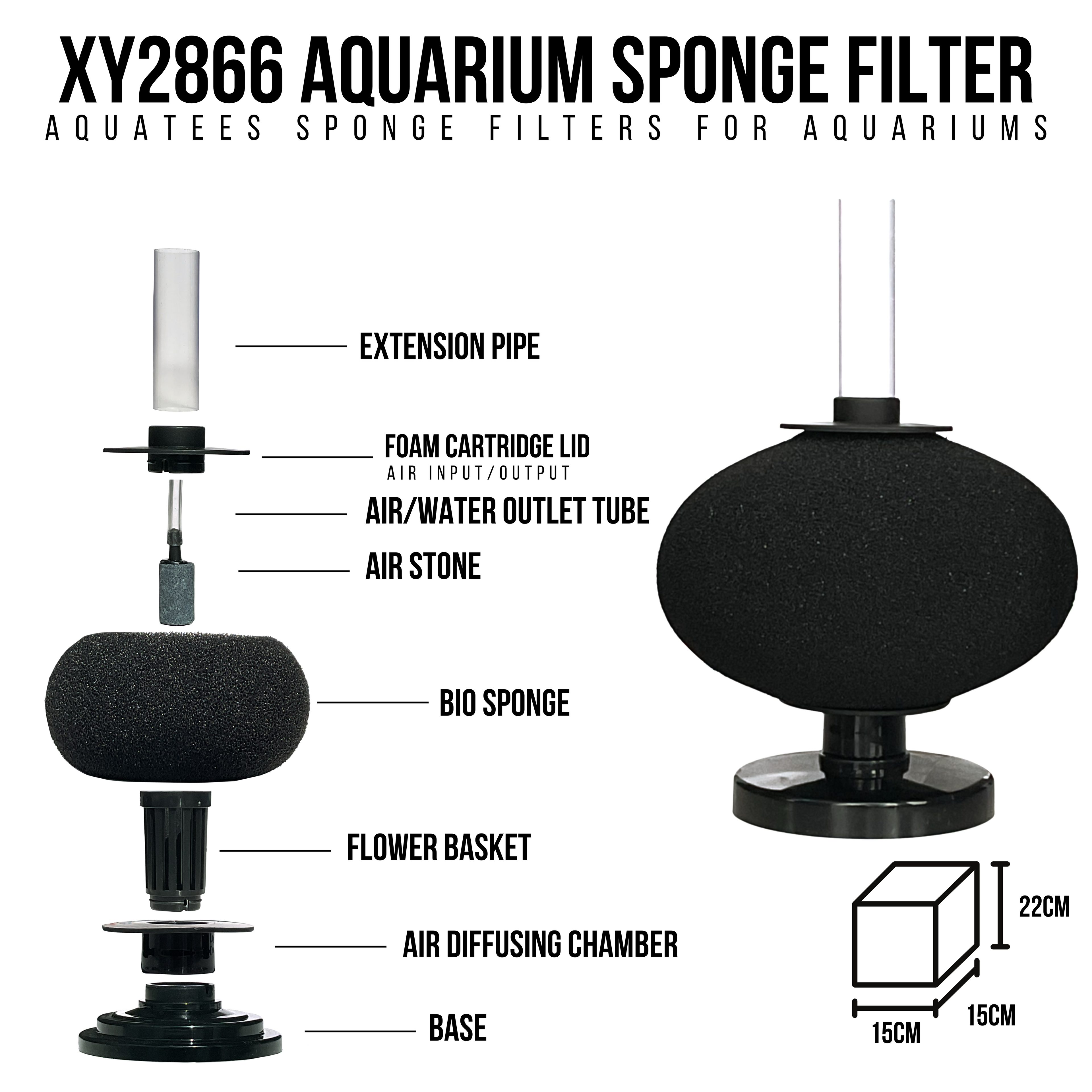 Aquatees Round Bio Sponge Filters XY-Series